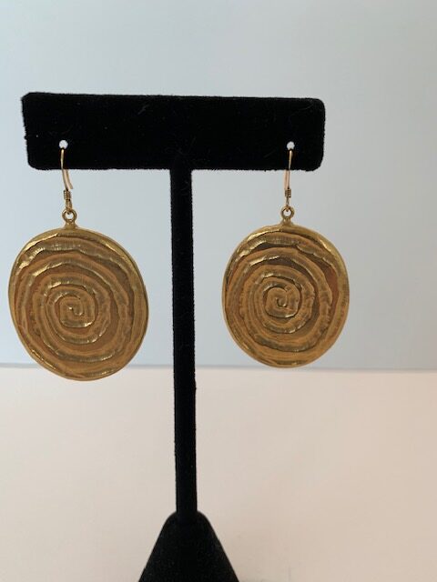 Gold Plated Original Spiral Design Pierced Earrings