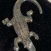 Alligator Pin With Swarovski Crystal Eyes – Antique Silver or Gold