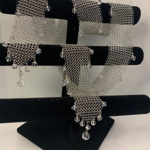Night At The Opera Chain Maille Wrap/Necklace/Scarf/Belt With Crystal Faceted Beads – Silver