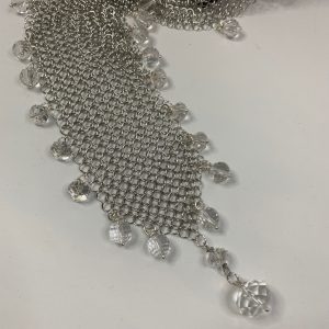 Night At The Opera Chain Maille Wrap/Necklace/Scarf/Belt With Crystal Faceted Beads – Silver