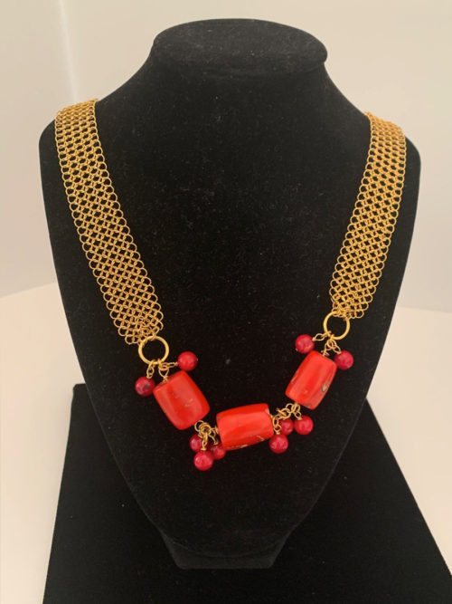 Coral Mesh Gold Necklace